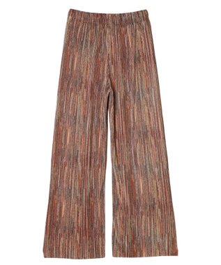 Green Parks セルフカットプリーツワイドパンツ Stripe Brown