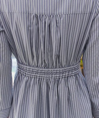 Tiaclasse カシュクールシャツワンピース ネイビーストライプ