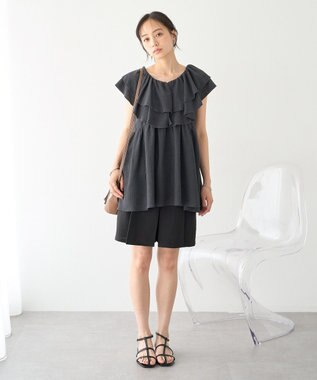 earth music&ecology ラッフルフリルワンピース Charcoal Gray
