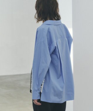 YECCA VECCA レースヘムロングシャツ Stripe