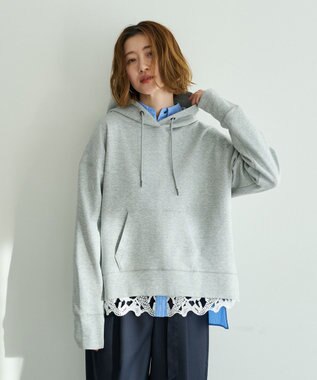 YECCA VECCA レースヘムロングシャツ Stripe