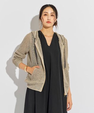 BEIGE， OPTICAL / ニットパーカー Flax