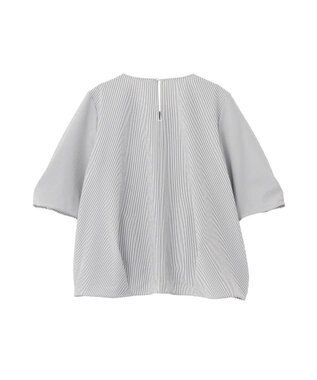 Green Parks 表面感裾タックブラウス Stripe
