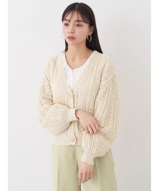 earth music&ecology スラブヤーンスカシカーディガン Ivory