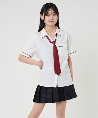 WEGO 【SCHOOLITEM】スクールパイピングシャツS/S ホワイト