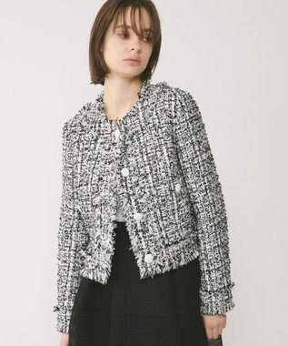 GRACE CONTINENTAL フリンジツイードジャケット ブラック