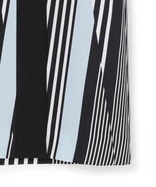 ICB 【先行予約】ランダムストライププリント ストレートスカート ブラック×オフホワイト×サックス