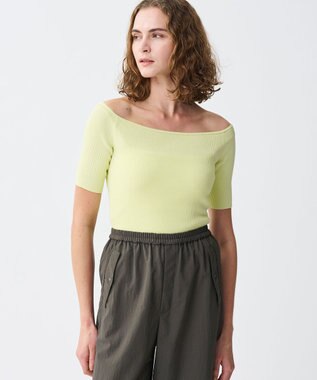 uncrave リネンニット オフショルトップス イエロー