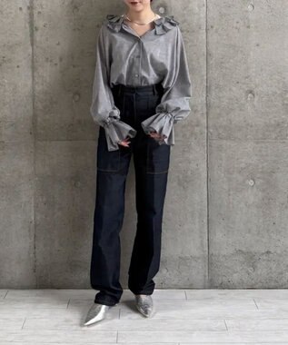 #Newans 【LEE掲載アイテム】【前後着用可能】ビッグカラー２WAYブラウス グレー