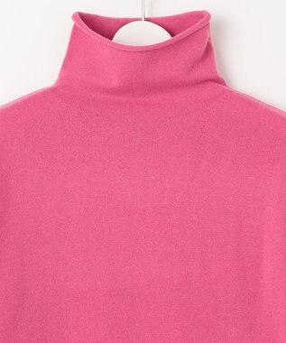 自由区 【洗える】ソフトウールハイゲージパフスリーブハイネック ニット ピンク系