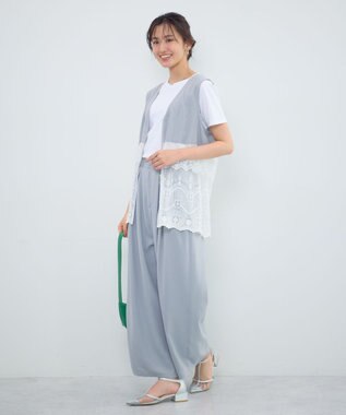 Green Parks セミワイドスラックスパンツ Light Gray