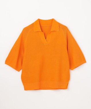 ANY L アクリルガーターポロ衿ニット マリーゴールド