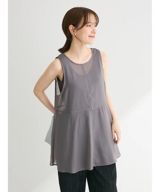 Green Parks ・ＥＬＥＮＣＡＲＥ　ＤＵＥオーガンジーノースリチュニック Charcoal Gray