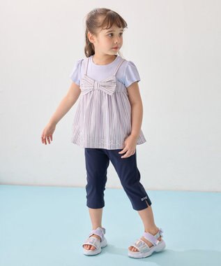 ANY KIDS キャミソール ドッキングTシャツ ラベンダーストライプ