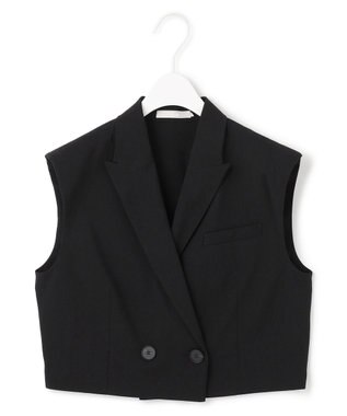 ICB L 【接触冷感・UVカット・洗える】 T/Rドライリネン ショートジレ ブラック系