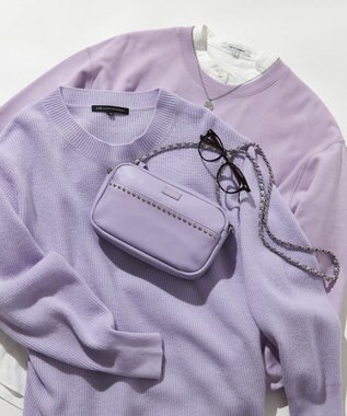 23区 レザー スタッズ ショルダーバッグ ライラック系