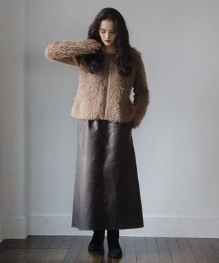 Green Parks ■ESCAR ヴィンテージ調エコレザースカート Brown