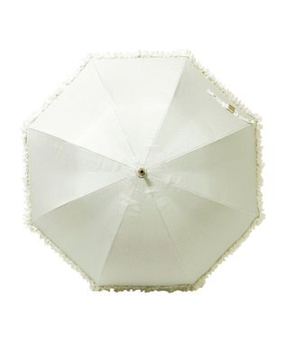 MOONBAT 【晴雨兼用日傘】LANVIN en Bleu (ランバン オン ブルー) 長傘 ドビーフリル 遮光 遮熱 UV オフホワイト（無地）