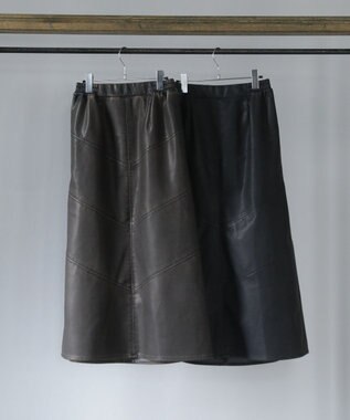 Green Parks ■ESCAR ヴィンテージ調エコレザースカート Black