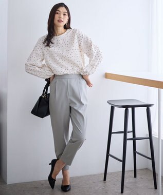 ANY イージーケアライトストレッチテーパードパンツ ライトグレー