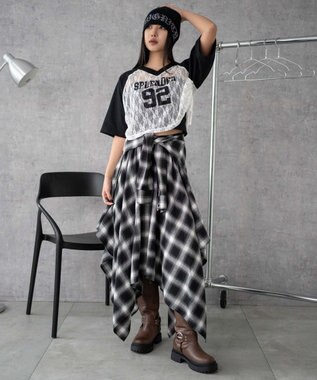 WEGO ラグランレースサイドドロストショートT ブラック