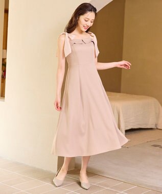 Feroux シアーリボンショルダー ジャンパースカート ピンク系