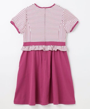 組曲 KIDS 【150-160㎝】マリンボーダー ワンピース ラズベリー