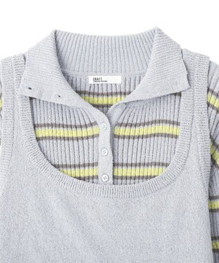 CRAFT STANDARD BOUTIQUE 2点セット/ベスト＋ハーフボタンリブニットトップ Light Blue