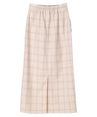 earth music&ecology ギャザーナロースカート Check Beige
