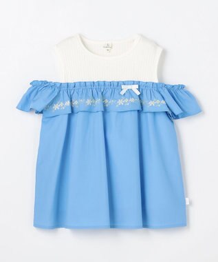 組曲 KIDS  【90-100㎝】 クロスステッチオフショルトップス