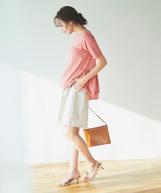 Feroux 【UVケア】バックペプラムチュニック Tシャツ ピンク系