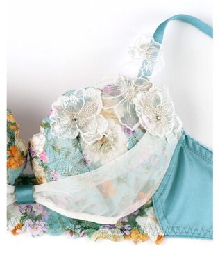 WACOAL ブラジャー 【リボンブラ 胸もとフィットながもち】 きれいな谷間をメイク 動いても谷間をキープ Gカップまで対応 大きいサイズ レディース BXB490 /ワコール ターコイズ