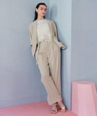 YECCA VECCA ベルト付きタックストレートパンツ