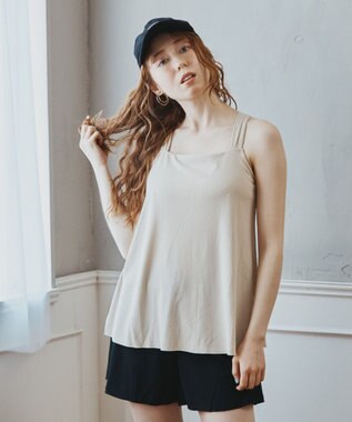 San-ai Resort（三愛水着楽園） WEB限定商品　タンキニキュロパンセット水着　9M・11L　【San-ai Resort（サンアイリゾート）】 ベージュ×ブラック