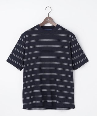 JOSEPH ABBOUD 【エコ素材和紙使用・日本素材を日本縫製 ・軽量・通気性】和紙フライスボーダーＴシャツ ネイビー系2