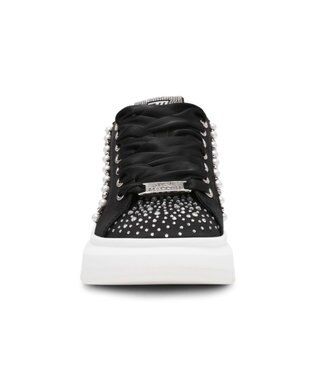 STEVE MADDEN GLORIES パールビジューレースアップスニーカー ブラック