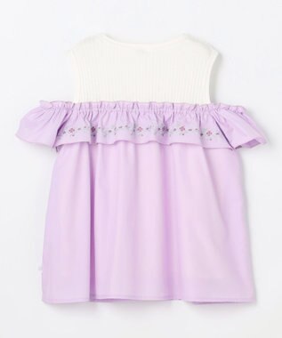 組曲 KIDS  【90-100㎝】 クロスステッチオフショルトップス ラベンダー