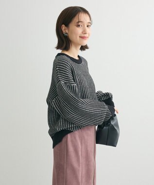 Green Parks ・ＥＬＥＮＣＡＲＥ　ＤＵＥ　タック編バイカラーニット Black