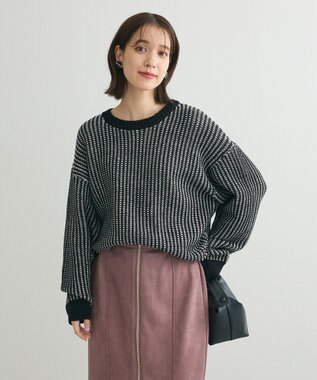 Green Parks ・ＥＬＥＮＣＡＲＥ　ＤＵＥ　タック編バイカラーニット Black