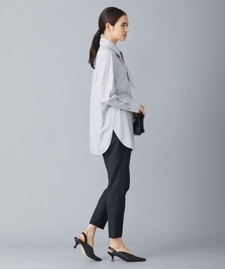 ICB 【洗える】CRySiタイプライター ボウタイ付きバンドカラーシャツ ライトグレー系柄