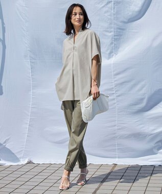 ICB 【洗える】 キュプラナイロンストレッチ ジョグパンツ オリーブ系