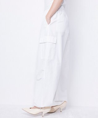NAVE 【ReNave・セットアップ可/洗える】コットンリネンカルゼ  カーゴパンツ ホワイト系