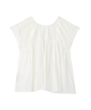 earth music&ecology 【WEB・一部店舗限定】【綿100％】レース＆ピンタックフレンチブラウス Off White