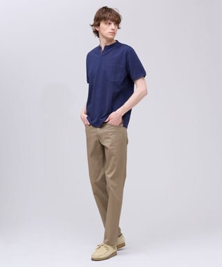 J.PRESS MEN コットンカノコ キーネックポケット Tシャツ ネイビー系