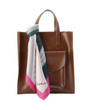 MOONBAT FURLA シルク100% 幾何柄 スクエアスカーフ ピンク