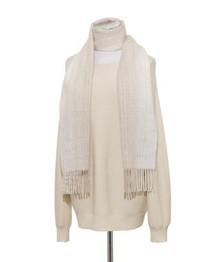 MOONBAT FURLA(フルラ）ウール100％ オンブレー チェックマフラー オフホワイト