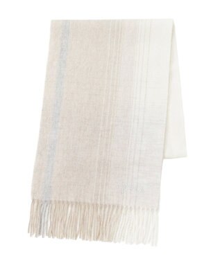 MOONBAT FURLA(フルラ）ウール100％ オンブレー チェックマフラー オフホワイト