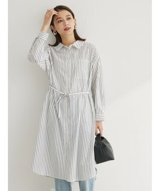 Green Parks ミドル丈シャツワンピース Navy