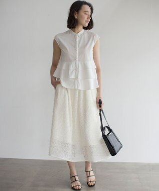 組曲 L 【WEB限定】プレーティング天竺ティアード カットソー アイボリー系