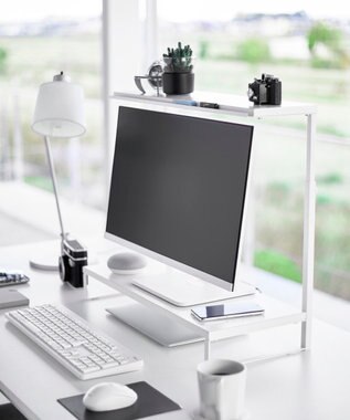 tower モニター上下ラック タワー 2段 ホワイト ホワイト